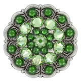 Peridot Fern Green Rhinestone Crystal Floral Scalloped Edge Concho