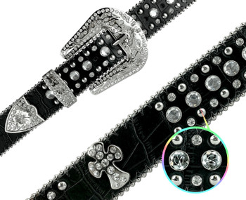 Women Rhinestone Belt Fashion Western Cowgirl Bling Studded Design