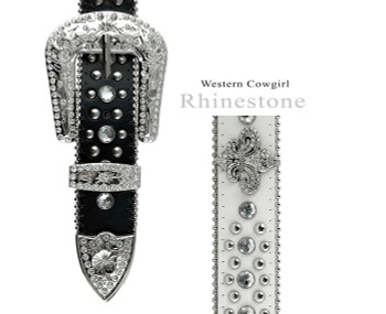 35158 50158 Women's Belts Rhinestone Belt Fashion Western Cowgirl Bling Studded Design Leather Belt