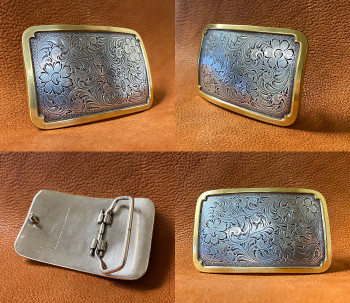 Western Antique Floral Engraved Rope Edge Design Belt Buckle Fits 1-1/2 Western Antique Floral Engraved Rope Edge Design Belt Buckle Fits 1-1/2