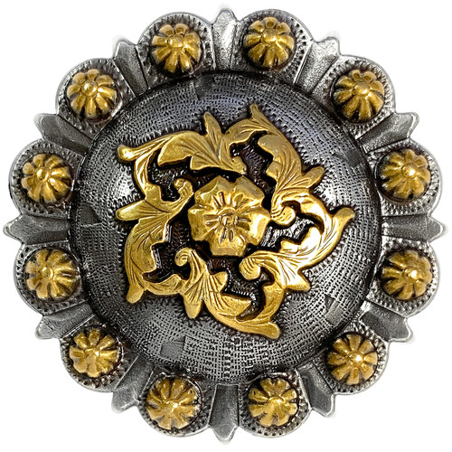 Gold Coloma Conchos Crazy Horse Scalloped Genuine Leather Western