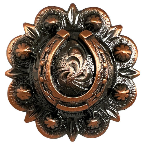 Square Berry Conchos 1-1/2 Antiqued Copper Square W-Screws ⋆ Hill Saddlery