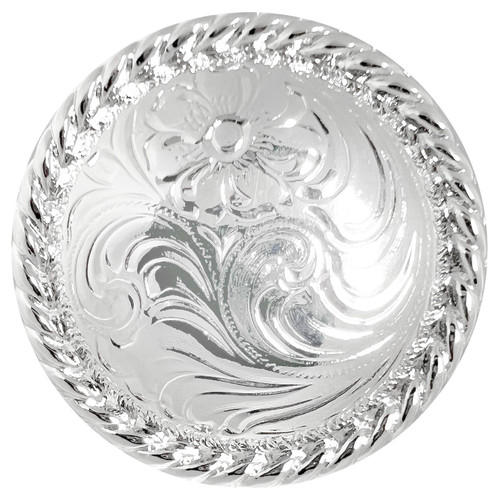 5-Pack 47x29mm Western Silver/Gold Rope Edge Floral Engraved Oval Conchos - Screw Back