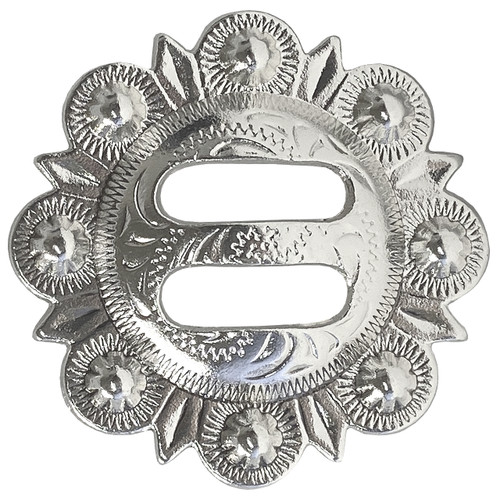 FA4834-1 LASRP Antique Silver Slotted Scalloped Concho 1 1/4 - Conchos