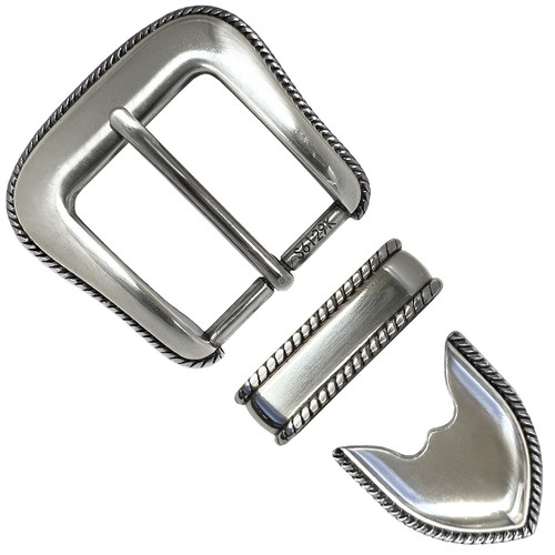 1 1/2 Wide Western Silver Belt Buckle 3 Piece Set