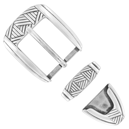 BS8134 SRTP Hand Polished Engraved Belt Buckle Set Fits 1-1/8"(30mm) Wide Belt (Antique Silver)