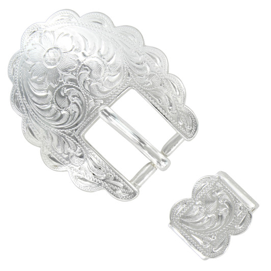 S5400 SP 3/4" 19MM Western Engraved Belt Buckle ,Loop Set