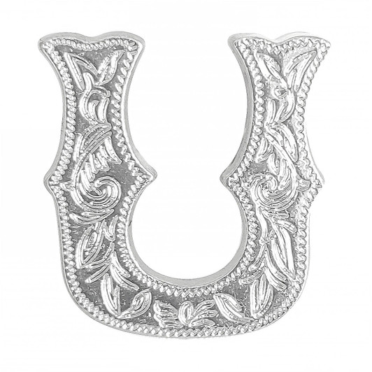 LL3297 SP 3/4" Bright Silver Letter "U" Shaped Concho