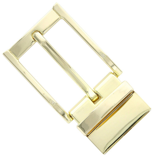 Z32278R-Screw GP Hand Polished Reversible Belt Buckle Fits 1-1/4"(32MM) Wide Belt Strap (Gold Plated)