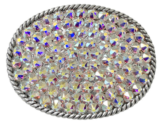174188645 Western Antique Silver Engraved Rhinestone Crystal Belt Buckle Fits 1-1/2"(38mm) Wide Belt (Crystal AB)
