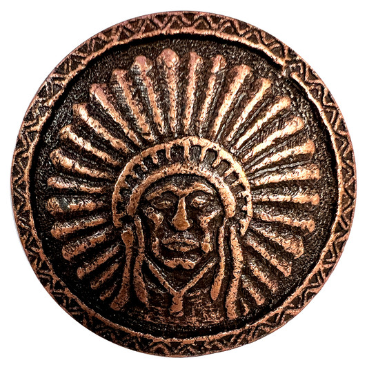 SC580 COPPER 1-1/4" Copper Engraved Indian headdress Concho Screwback