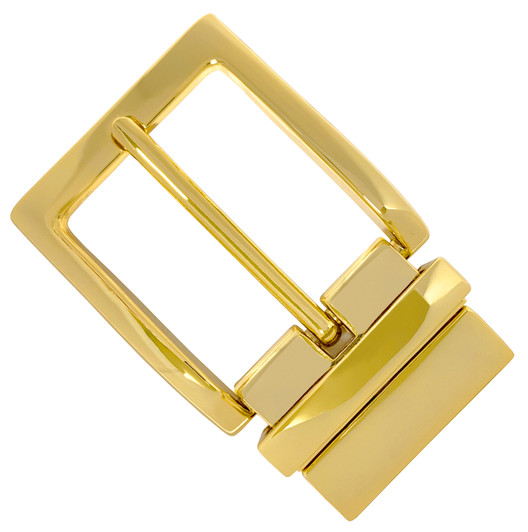 A505S GP Hand Polished Reversible Belt Buckle Fits 1-3/8"(35mm) Wide Belt Strap (Gold Plated)