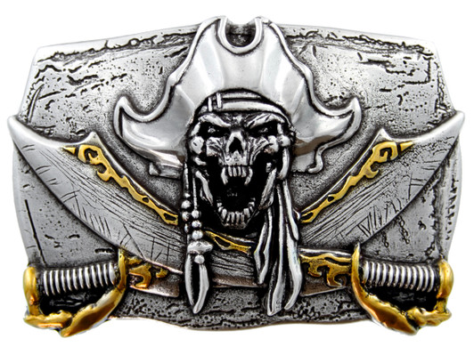 HA2334 ASAG Unique Buckle Antique Pirate Skull Engraved Punk Belt Buckle