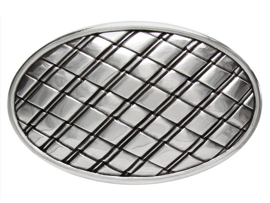 100206 Unique Oval Buckle Antique Silver Engraved Basket Weave Belt Buckle