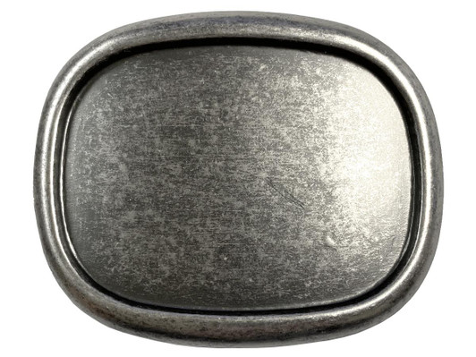 C243 ANR Oval Raised Edge Buckle Blank Plain Buckle Fits 1-1/2"(38mm) Belt Strap (Antique Silver)