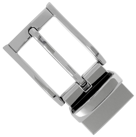 Z32278R-Clamp-NP Simple Classic Polished Reversible Belt Buckle Fits 1-1/4"(32mm) Wide Belt Strap (Nickel Plated)