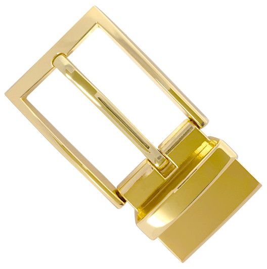 Z32292R-Clamp-GP Simple Classic Polished Reversible Belt Buckle Fits 1-1/4"(32mm) Wide Belt Strap (Gold Plated)