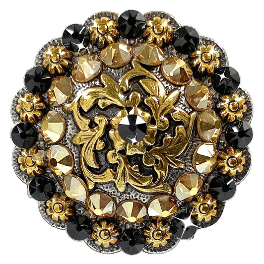 Jet-Aurum Coloma Antique Gold Rhinestone Crystal Concho