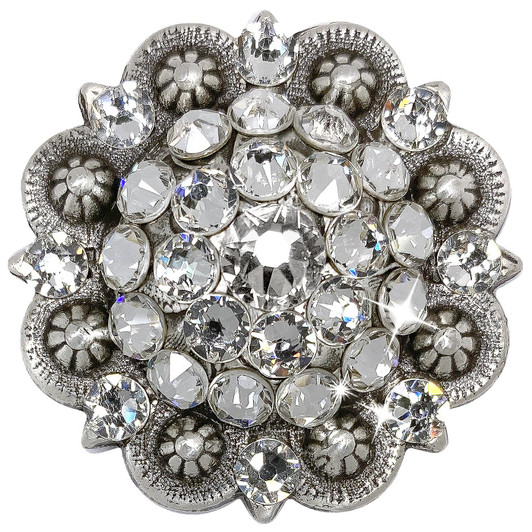 Crystal Clear Antique Silver Berry Rhinestone Crystal Concho Designed and assembled in the U.S