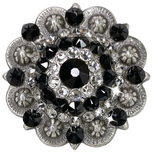 Crystal-Jet Antique Silver Berry Rhinestone Crystal Concho Designed and assembled in the U.S