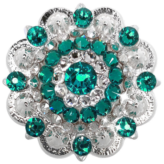 Blue Zircon Bright Silver Berry Rhinestone Crystal Concho Designed and assembled in the U.S