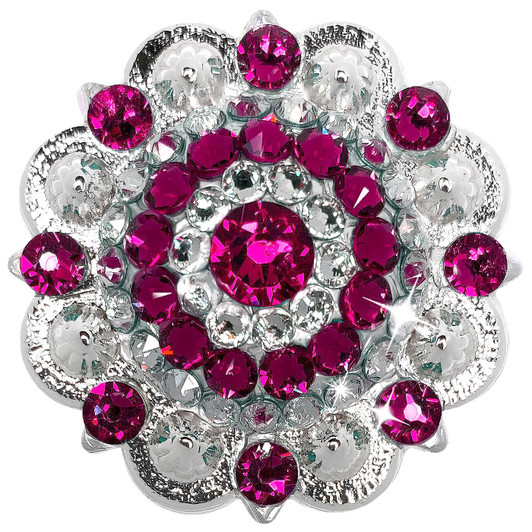 Crystal-Fuchsia Bright Silver Berry Rhinestone Crystal Concho Designed and assembled in the U.S
