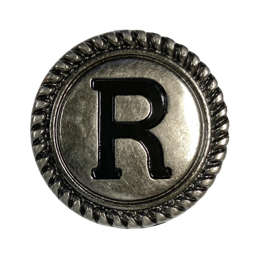 TR2575 ANR 1-1/8" Antique Silver Letter Initial Alphabet Conchos Screw Back Concho (Antique, R)