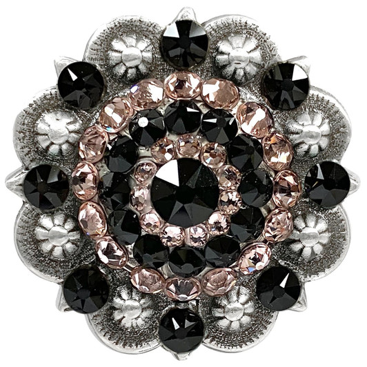 Jet-Silk  Antique Silver Berry Rhinestone Crystal Concho Designed and assembled in the U.S