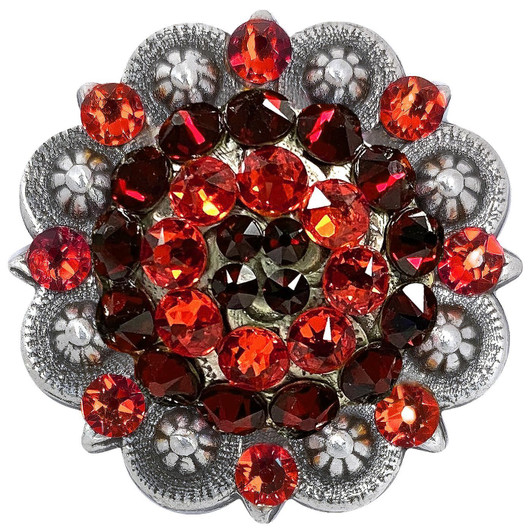Siam-Lt Siam Antique Silver Berry Rhinestone Crystal Concho Designed and assembled in the U.S