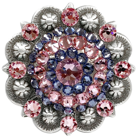 Lt Rose Tanzanite Antique Silver Berry Rhinestone Crystal Concho Designed and assembled in the U.S
