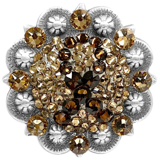 Ribbon-Lt-Co-Tpz-Sm-Tpz Antique Silver Berry Rhinestone Crystal Concho Designed and assembled in the U.S