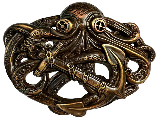 Copper Steampunk Pirate Octopus Kraken Boat Anchor Belt Buckle Fits 1-1/2"(38mm) Belt