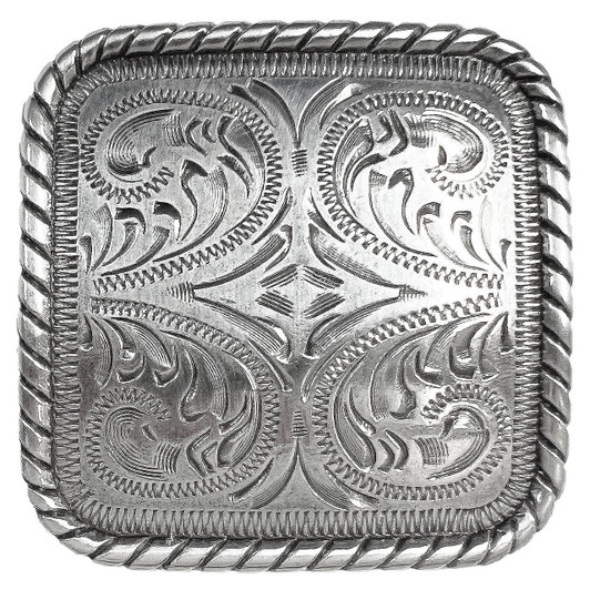 BS9312 SRTP Antique Western Floral Engraved Rope Edge Square Concho Screwback