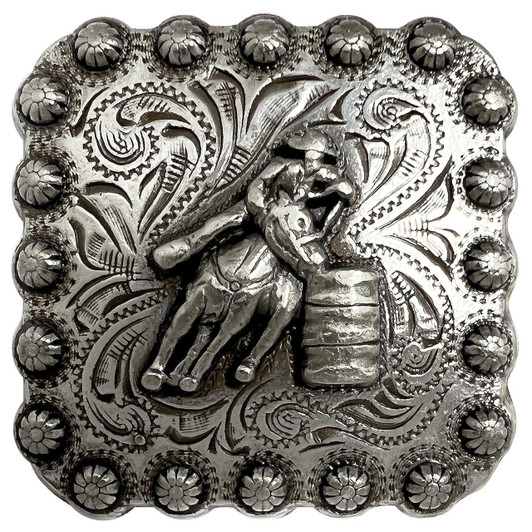 BS9294 SRTP Antique Western Floral Barrel Racer Engraved Concho Screwback