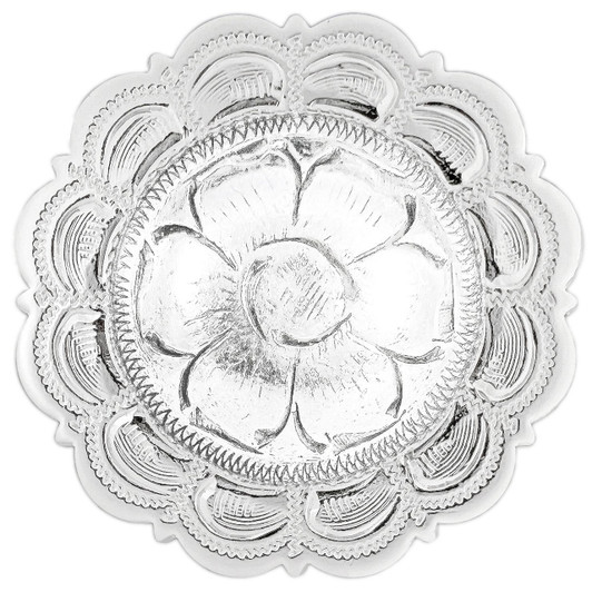 BS9305 SP Bright Silver Flower Scalloped Edge Engraved Concho Screw back
