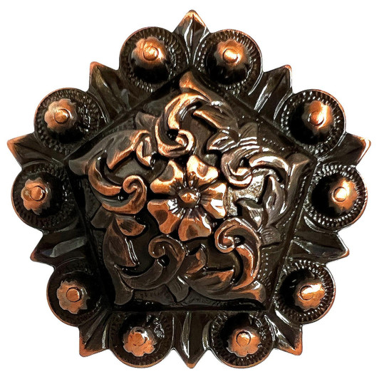 FA4855 SVCRB Copper Western Floral Coloma Engraved Pentagon Concho Screwback