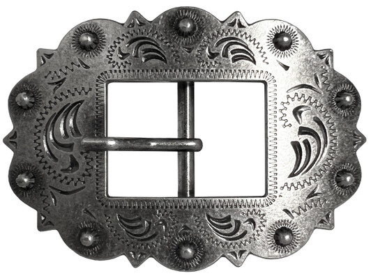 LL2275 OS Bridle Headstall Center Bar Buckle Fits ¾" to 1" Wide Belt Strap (Old Silver)