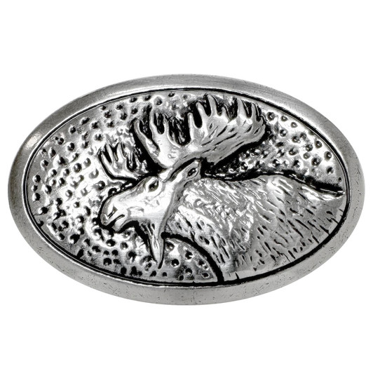 BM2204 LASRP Antique Silver Engraved Wild Moose Oval Concho Rivet Back (DR)