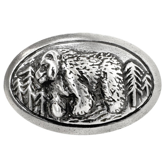 BM2209 LASRP Antique Silver Engraved Wild Bruin Bear Oval Concho Rivet Back (DR)