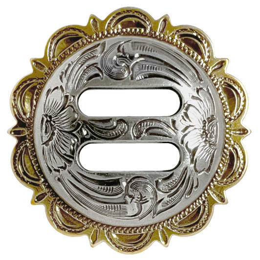 FA4834 ASAG Antique Gold Engraved Scalloped Swirl Slotted Concho