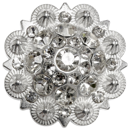 CH128-01 Rhinestone Conchos 1-1/2" Scalloped Edge Engraved Concho Screwback
