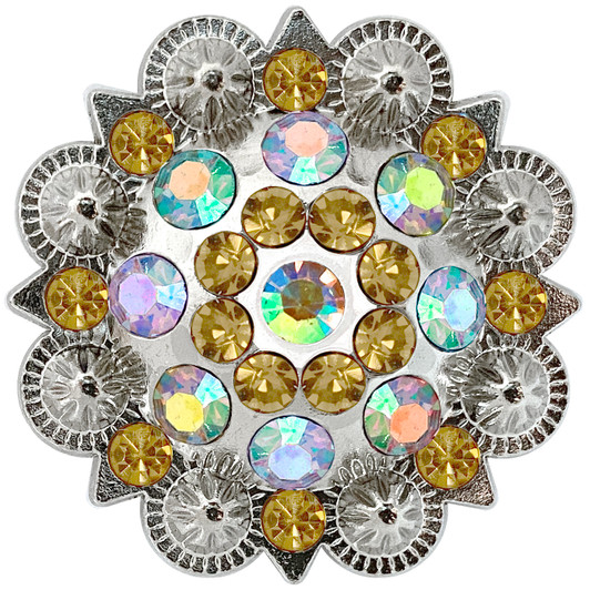 CH128-04 Rhinestone Conchos 1-1/2" Scalloped Edge Engraved Concho Screwback