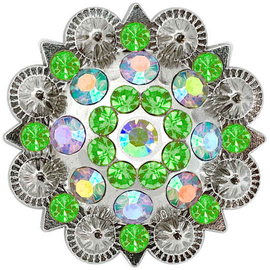 CH128-05 Rhinestone Conchos 1-1/2" Scalloped Edge Engraved Concho Screwback