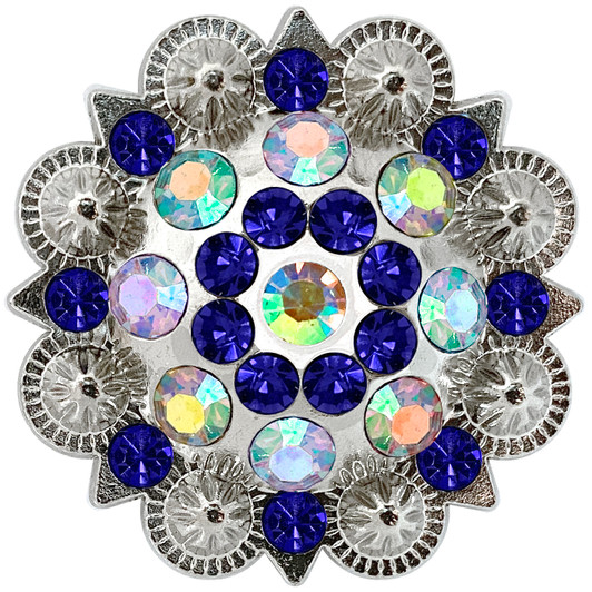 CH128-06 Rhinestone Conchos 1-1/2" Scalloped Edge Engraved Concho Screwback