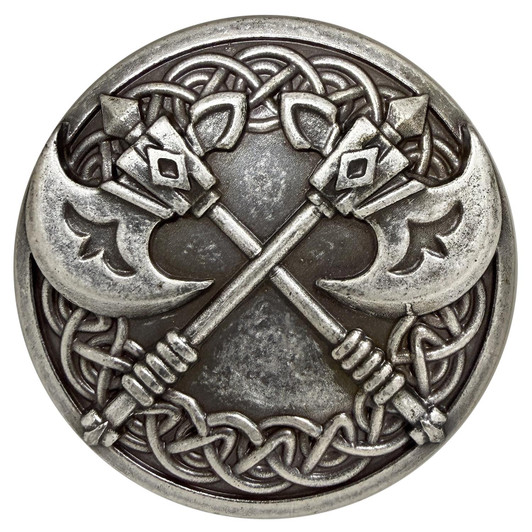FA6729-1 MASR-N 1-1/4" Antique Celtic Warrior Double Axes Concho Screwback (MASR-N)