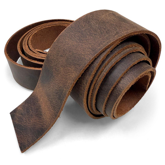 Vintage Brown Crazy Horse Leather Strip 55+ Inch Long 2.5mm Thick, DIY Leather Craft Strap Multiple Widths
