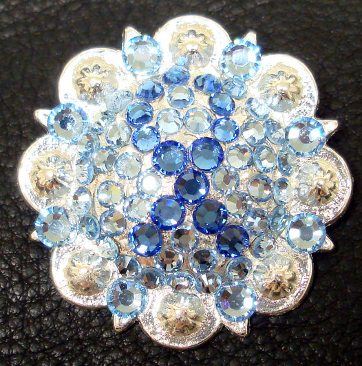 SAPPHIRE-LT-SAPPHIRE Ribbon Sign Rhinestone Concho