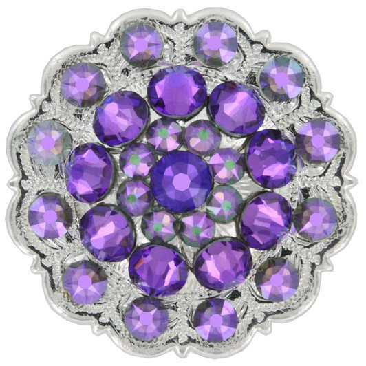 Rhinestone Crystal Floral Scalloped Edge Concho - Heliotrope / Crystal Paradise Sunshine