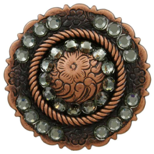 Black Diamond Copper Center Rope Rhinestone Concho