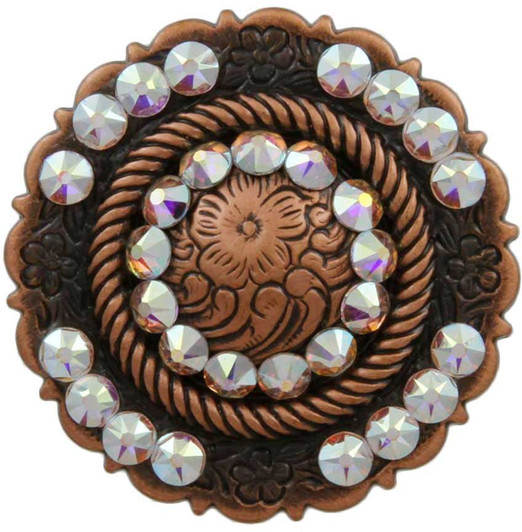 Crystal AB Copper Center Rope Rhinestone Concho